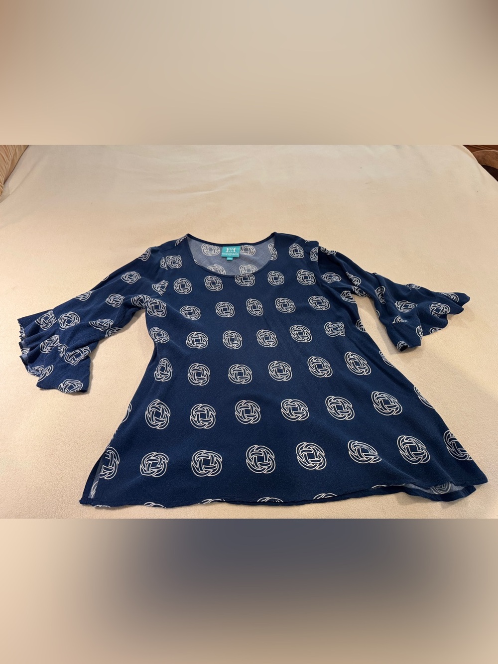 Escapada Navy and White Tunic Top